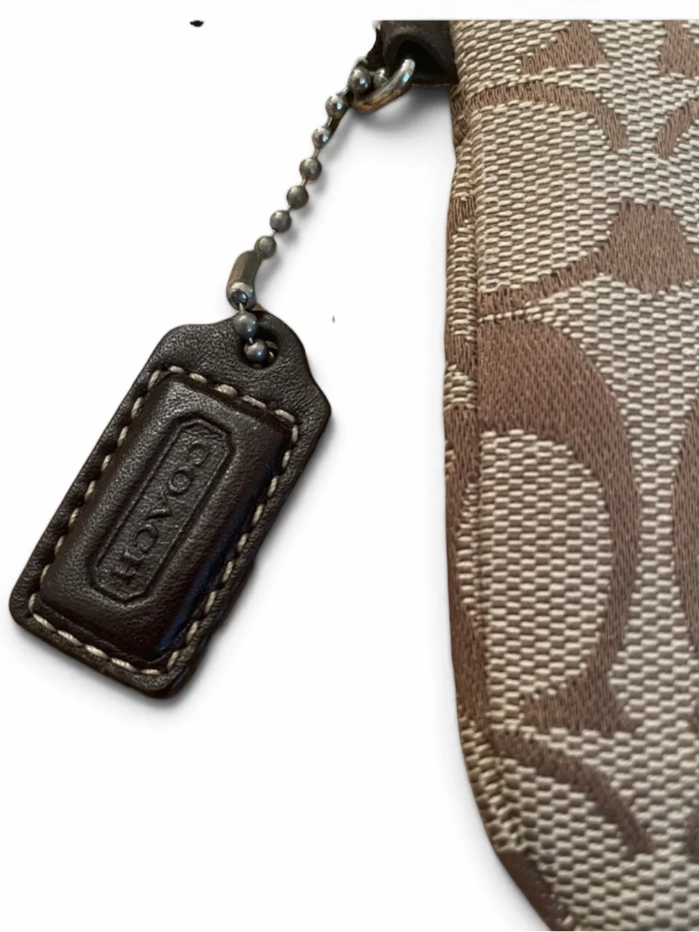 Coach Brown Signature Canvas Wristlet Card Holder